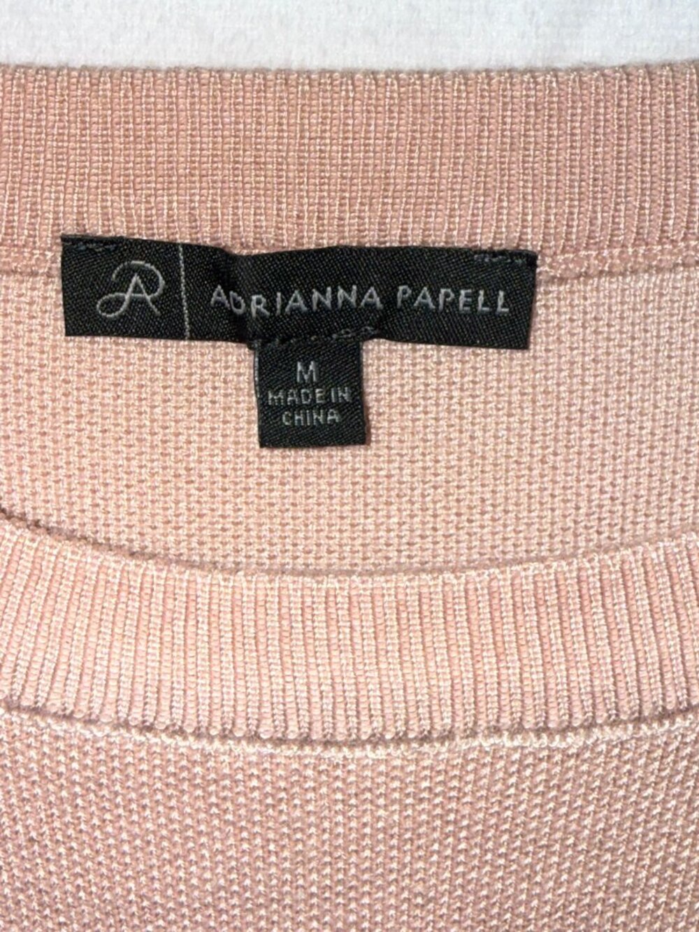Adrianna Papell Blush Pink Polka Dot Puff Sleeve Sweater Size M - Picture 6 of 10